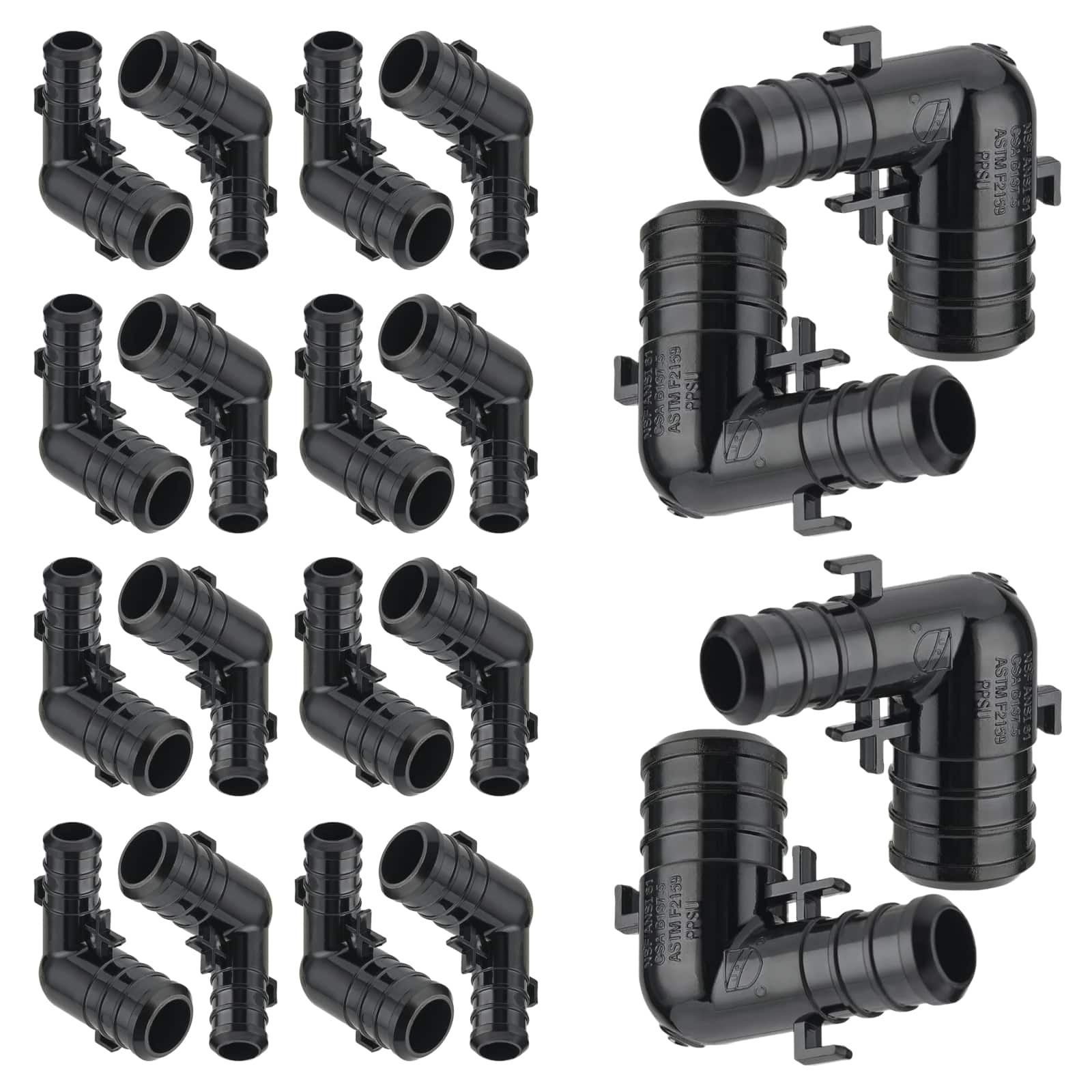 pex b crimp ppsu reducing elbow w tabs 8