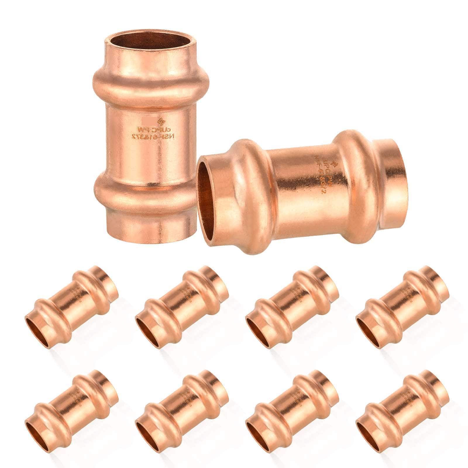press copper coupling w stop lead free 14