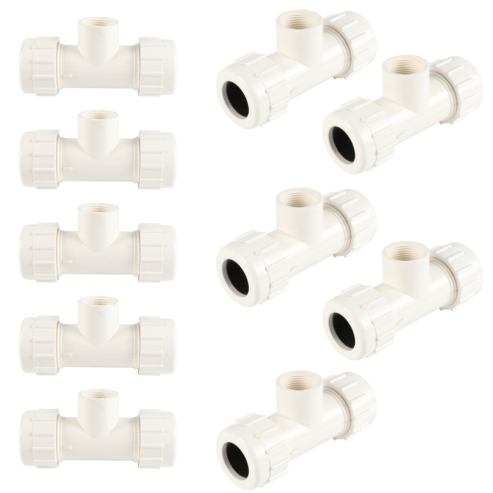 PVC SCH 40 Compression Tee (GASKET x GASKET x FIPT) - Pick Size to Add
