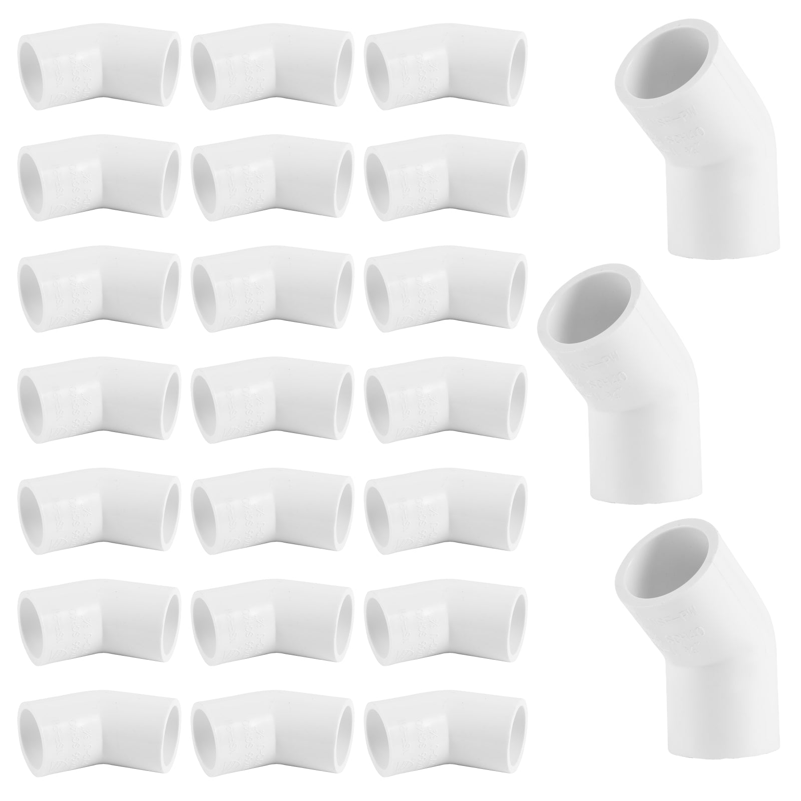 pvc sch 40 45 elbow fitting pick size to add 8