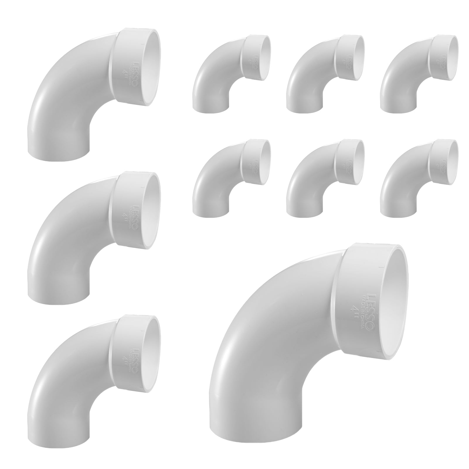 PVC DWV 90° Long Sweep Street Elbow (SPG x HUB) - Pick Size to Add