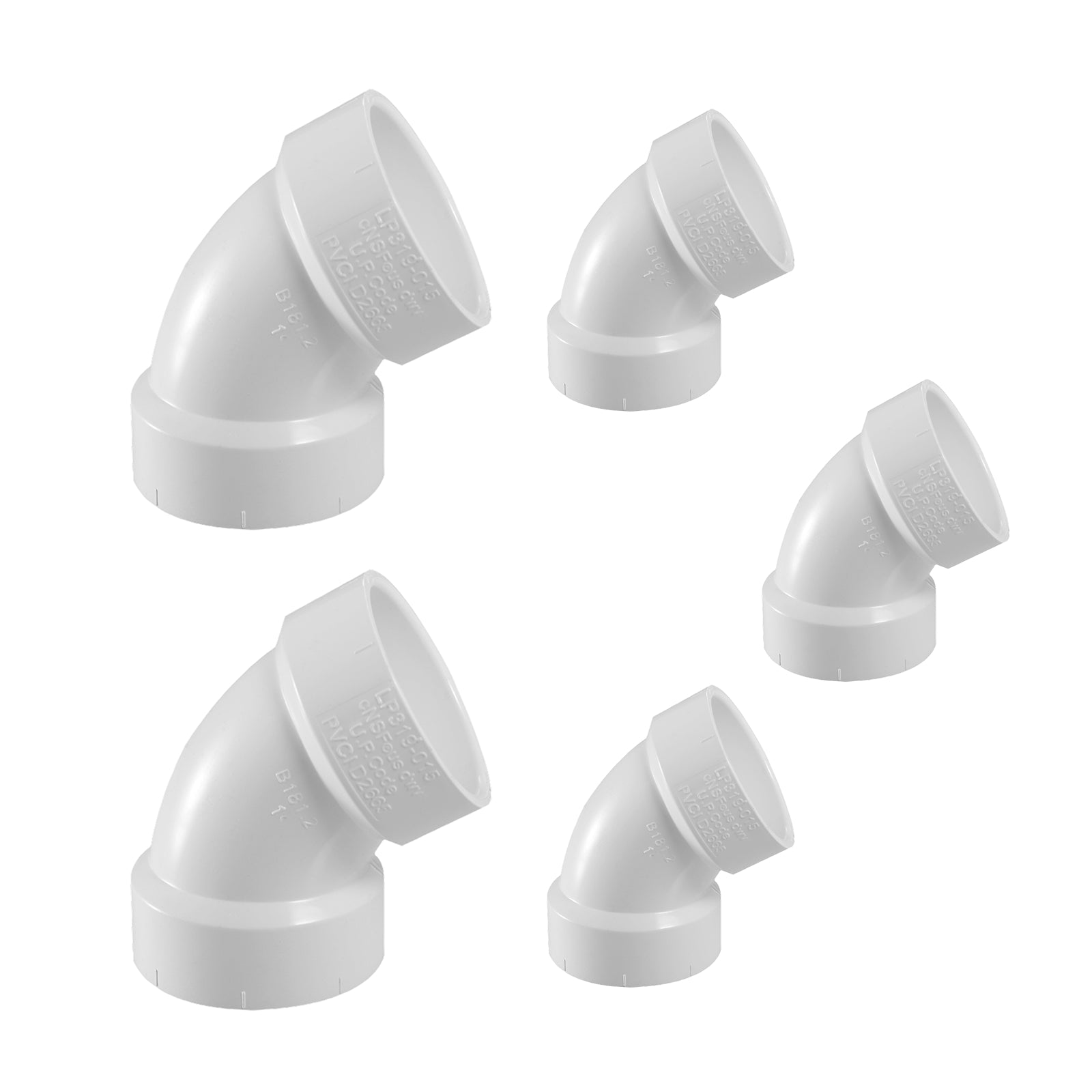 PVC DWV 1/6 Bend Elbows H x H (60°) - Pick Size to Add