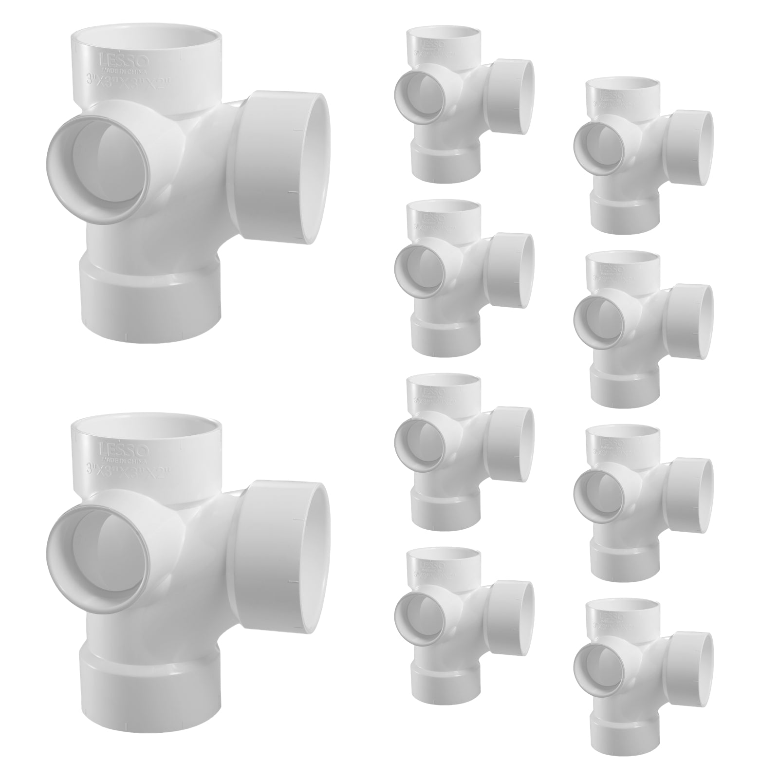 PVC DWV Sanitary Tees w/ Left Side Inlet (ALL HUB) - Pick Size to Add