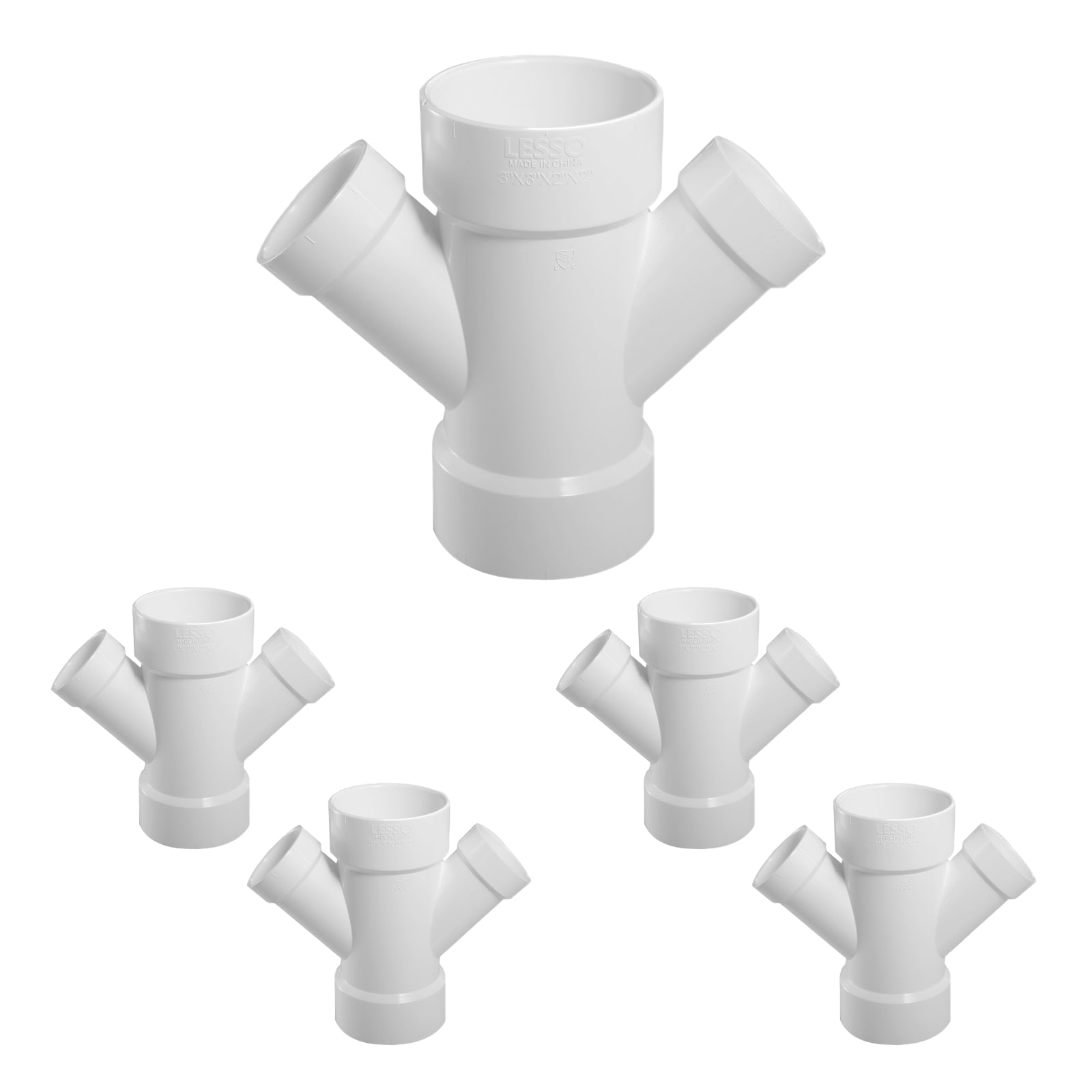 PVC DWV Redcuing Double Wye (HUB) - Pick Size to Add