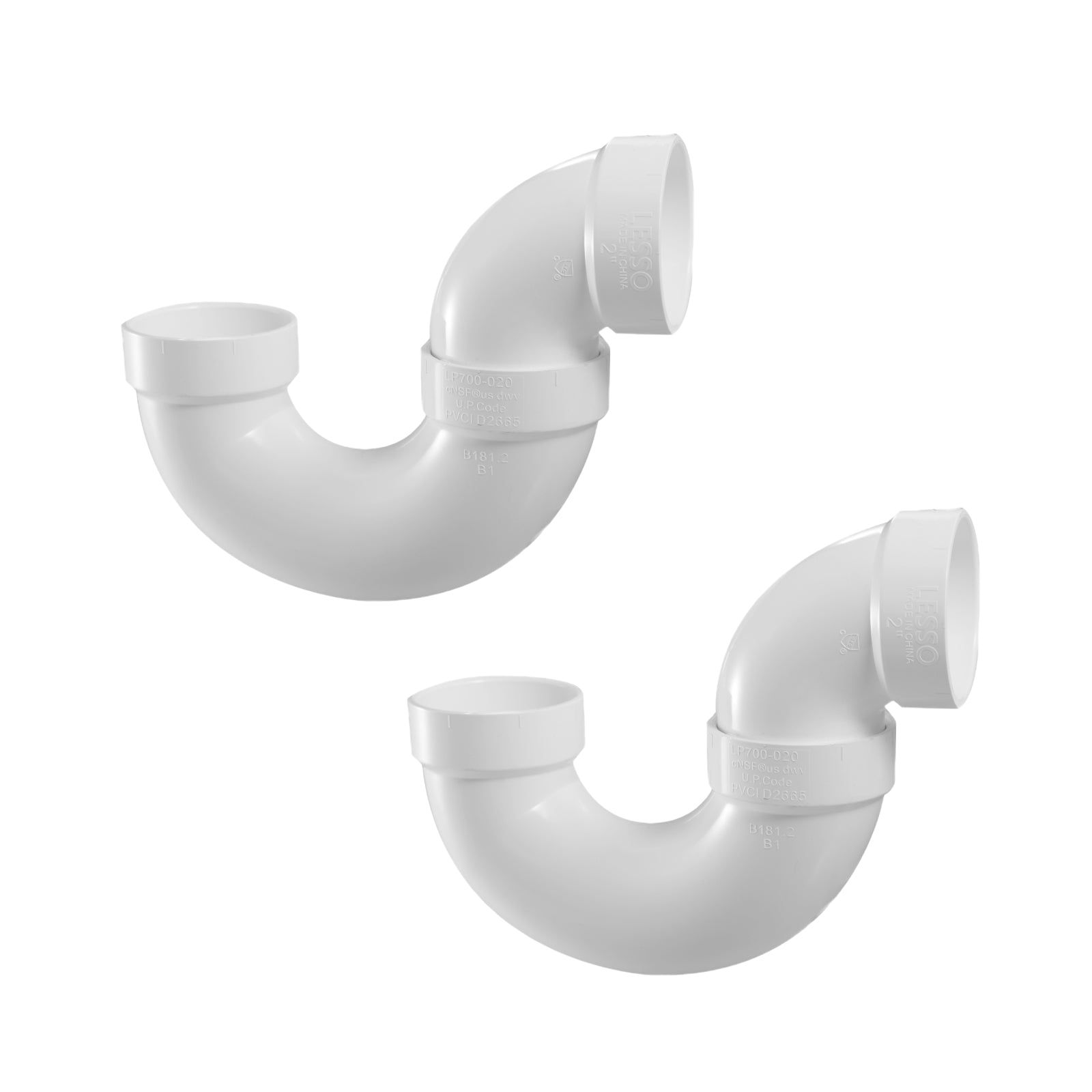 PVC DWV Low Profile P-Trap (HUB x HUB) - Pick Size to Add