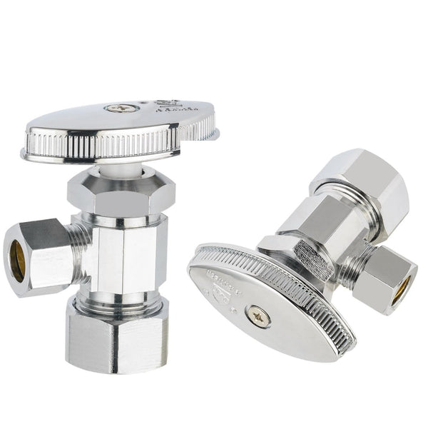 Valve D'arrêt Double Comprimée 1/2" FIP × 3/8" OD - Angle Droit - Laiton - EFIELD - Multitours - Livraison Gratuite