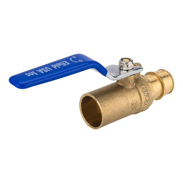 3/4" PEX Sweat X PEX B Crimp Ball Valve - Lead-Free Brass, Full Port, 1 Piece