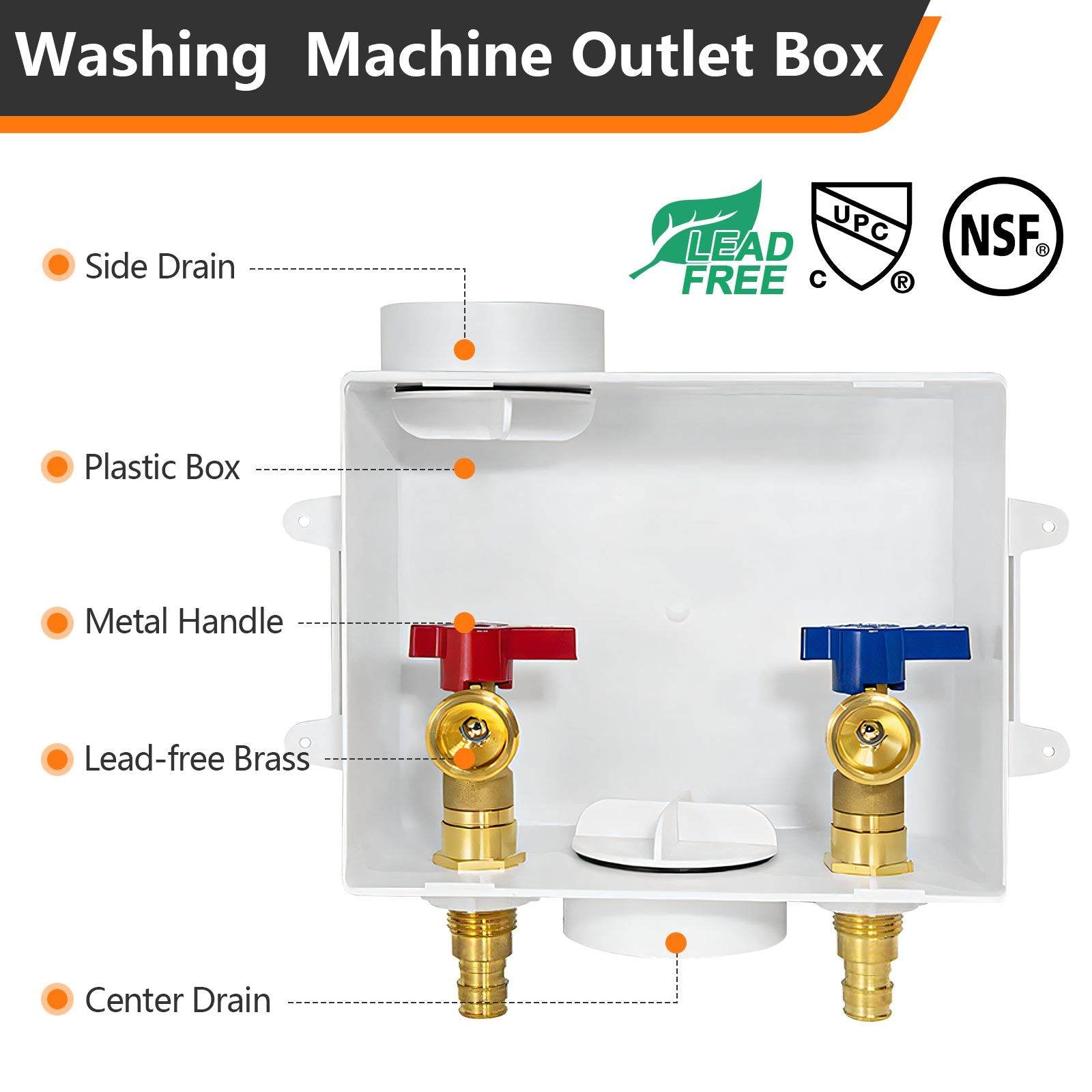 pex expansion f1960 inlet washing machine outlet box with center drain 4