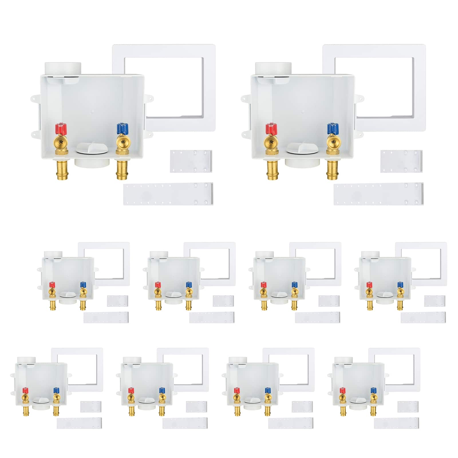 copper press inlet washing machine outlet box with center drain 9
