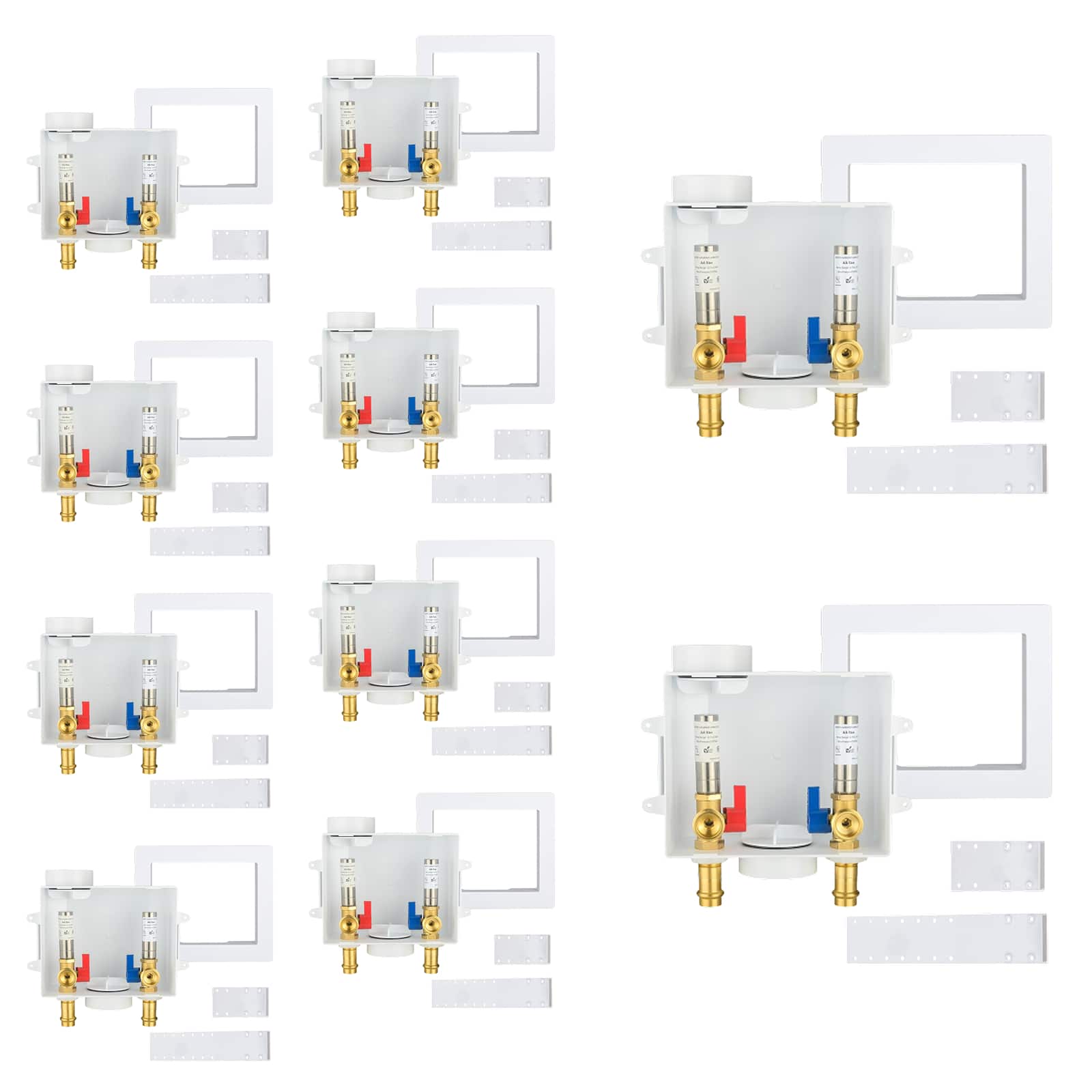 copper press inlet washing machine outlet box with center drain 13