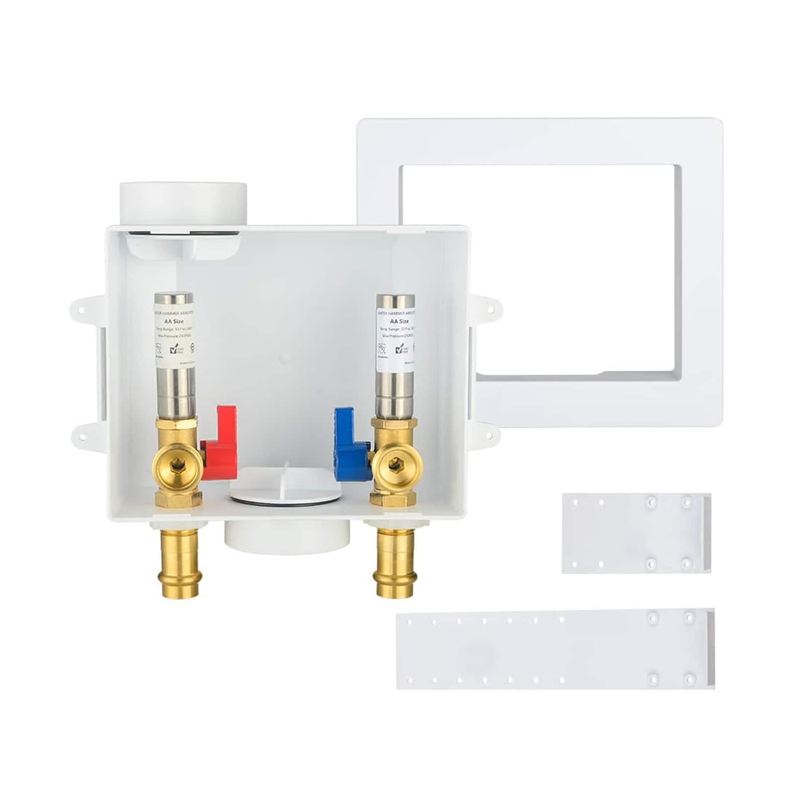 copper press inlet washing machine outlet box with center drain 10