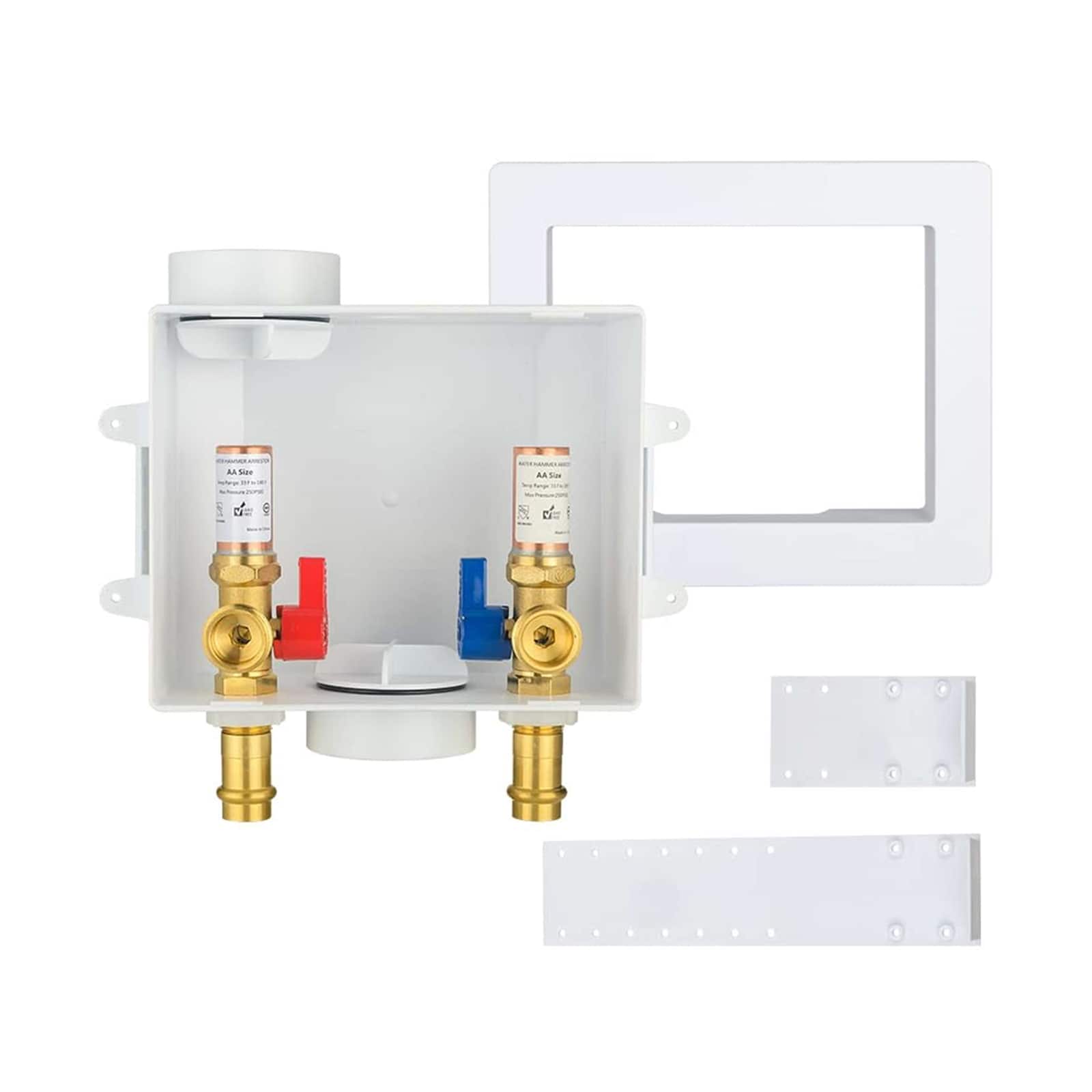 copper press inlet washing machine outlet box with center drain 14