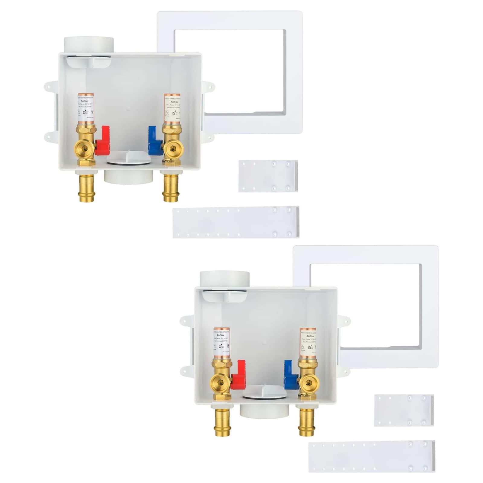 copper press inlet washing machine outlet box with center drain 15