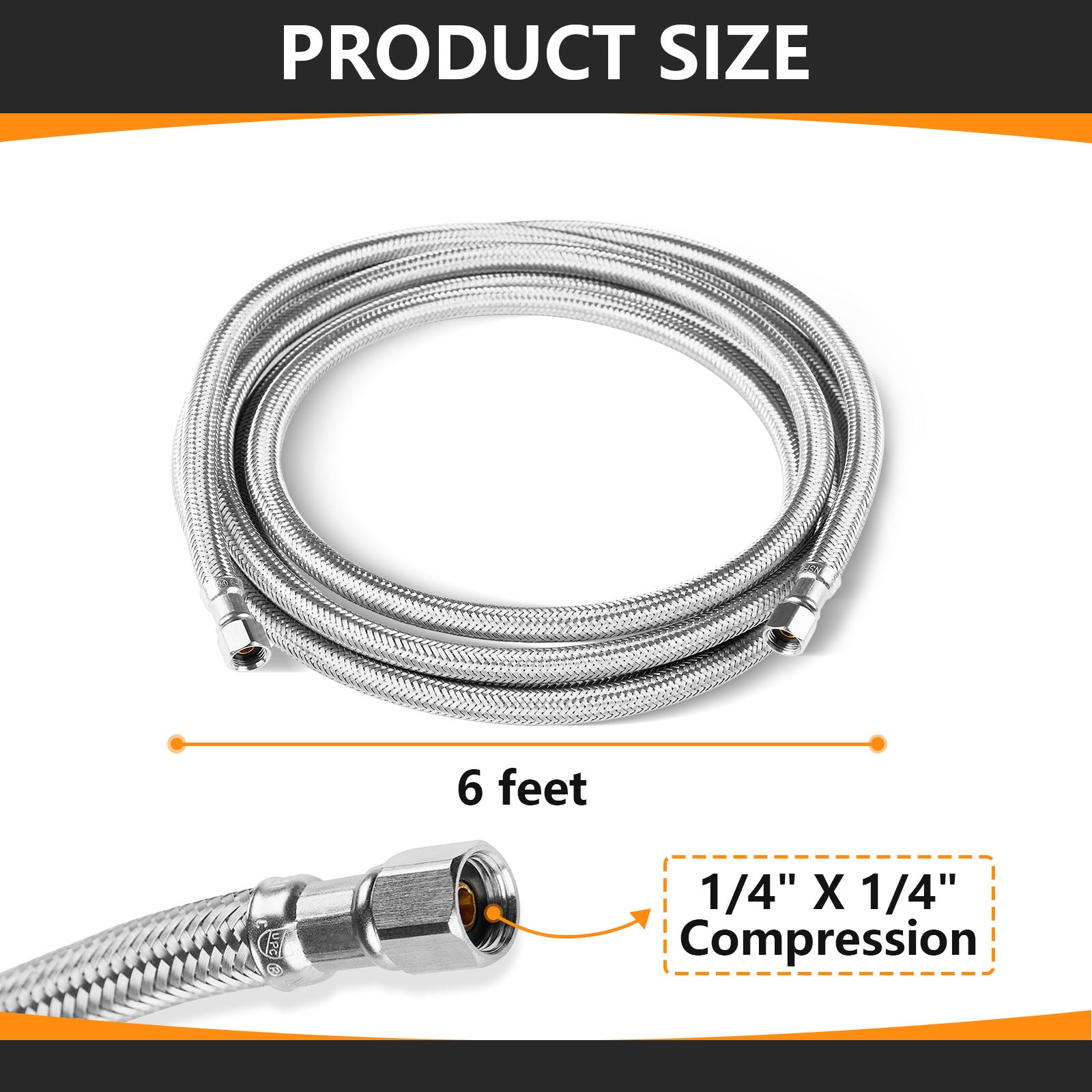 6ft ice maker hose, with 1/4