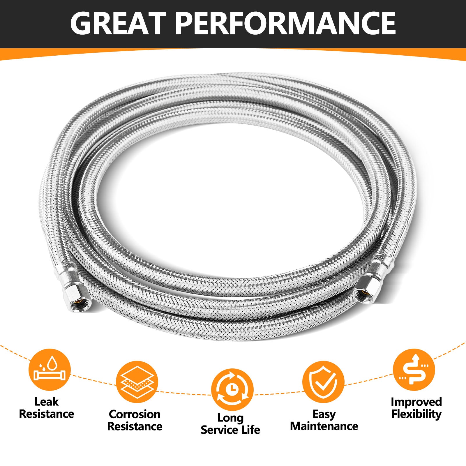 6ft ice maker hose, with 1/4