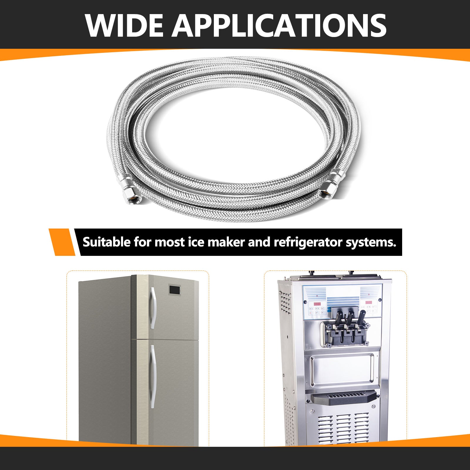 ice maker hose with 1 4 comp by 1 4 comp connection stainless steel braided hose 9