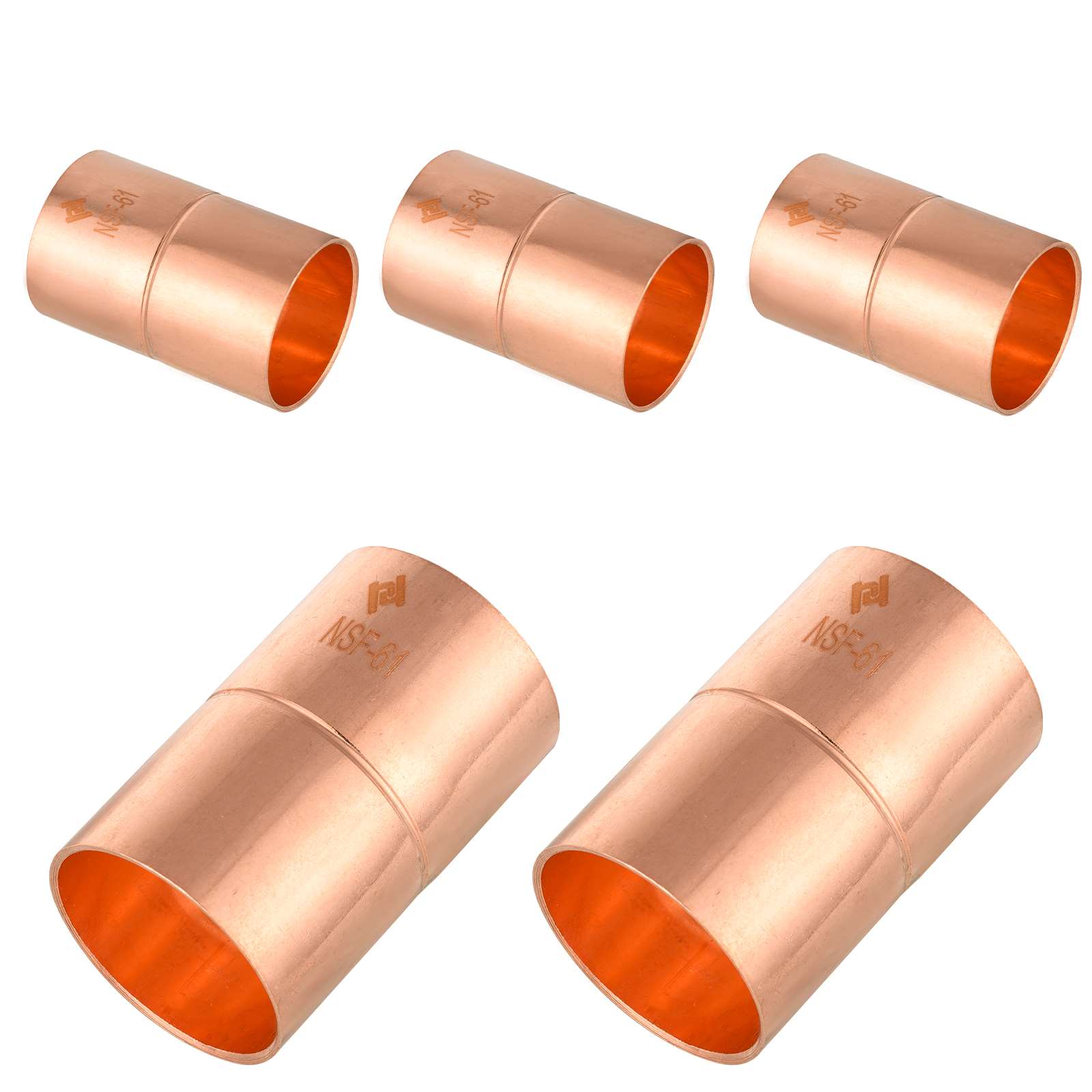 copper coupling with rolled stop 7