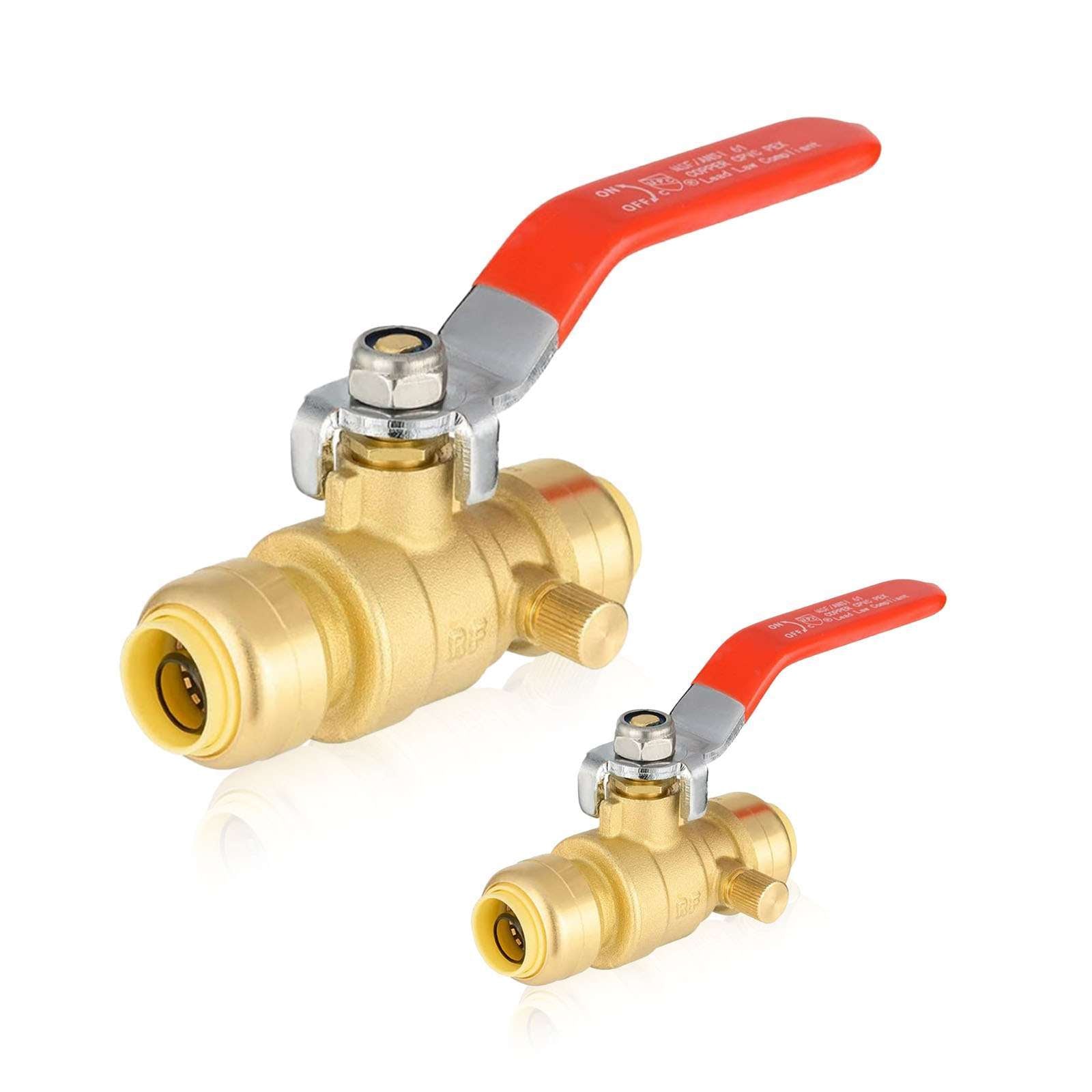 push fit ball valve with drain lead free 11