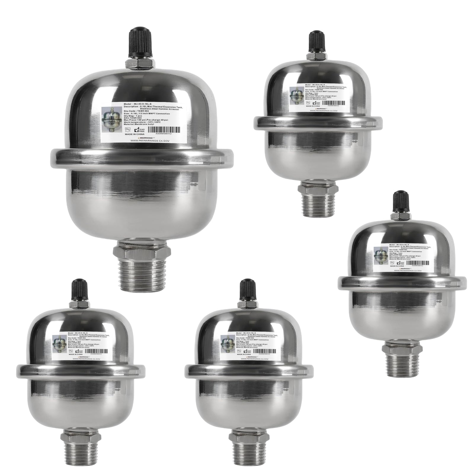 SS Mini Expansion Tank for Tankless Water Heaters/Appliance - Pick Size to Add