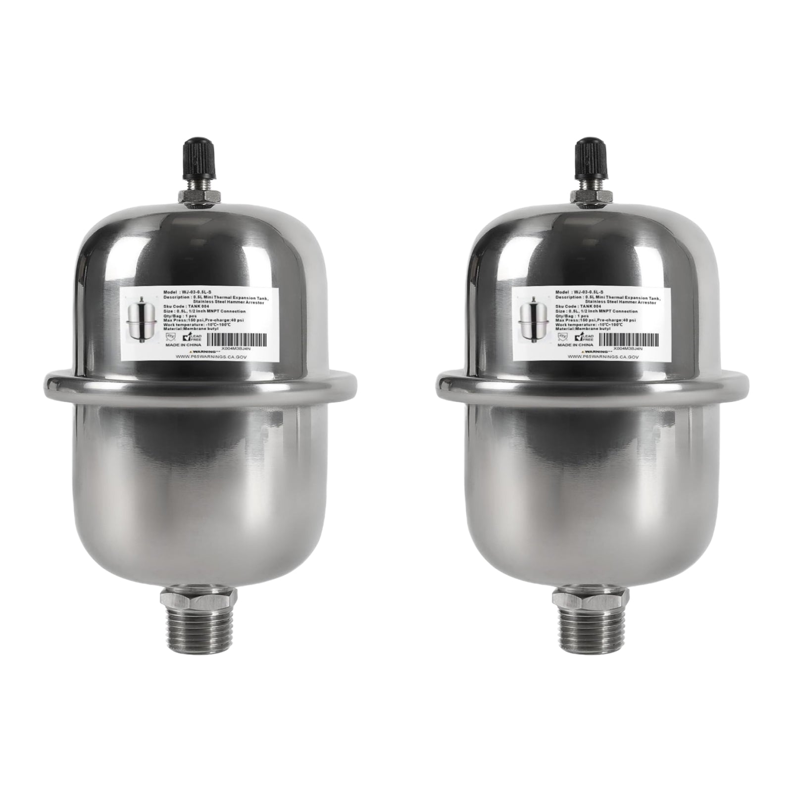 SS Mini Expansion Tank for Tankless Water Heaters/Appliance - Pick Size to Add
