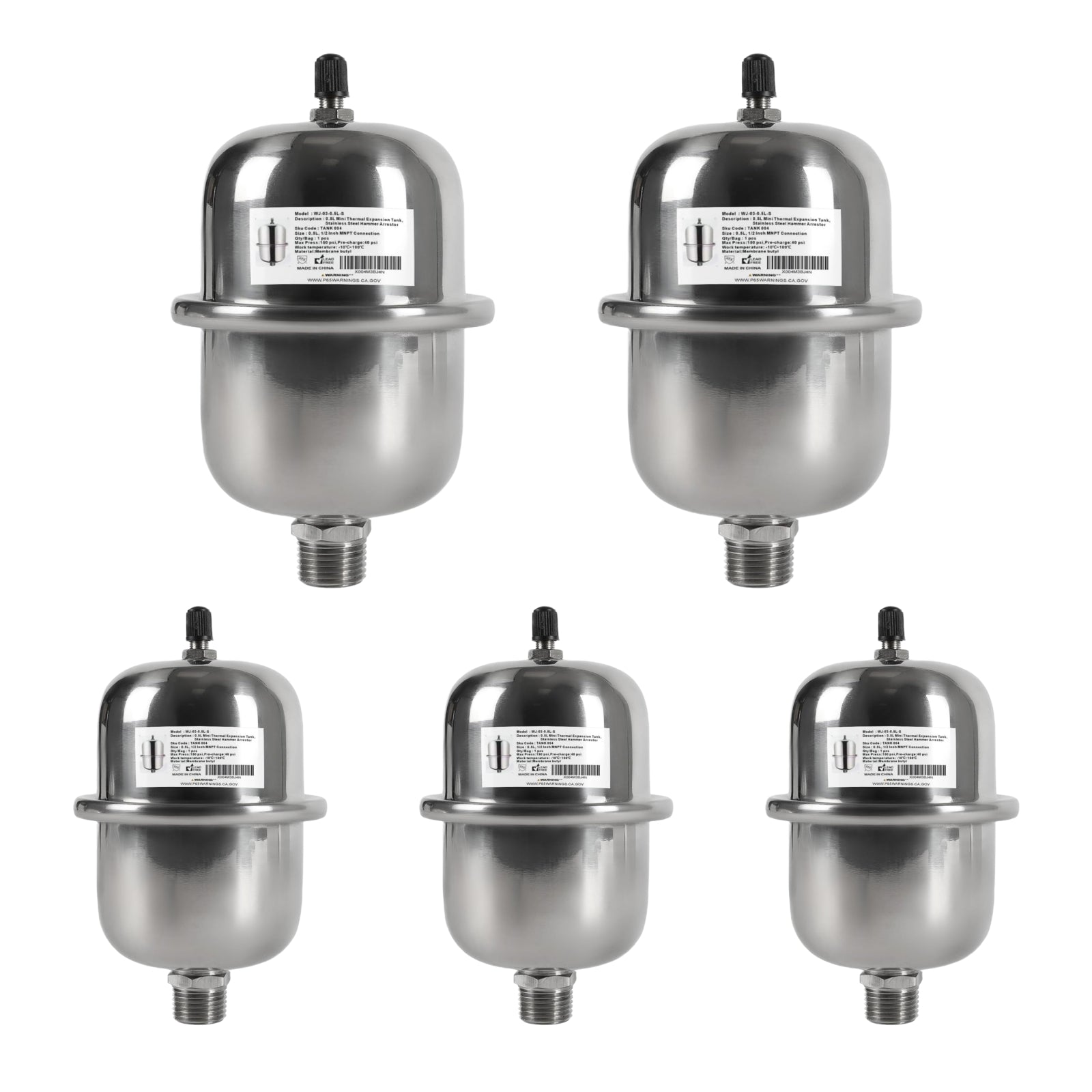 SS Mini Expansion Tank for Tankless Water Heaters/Appliance - Pick Size to Add