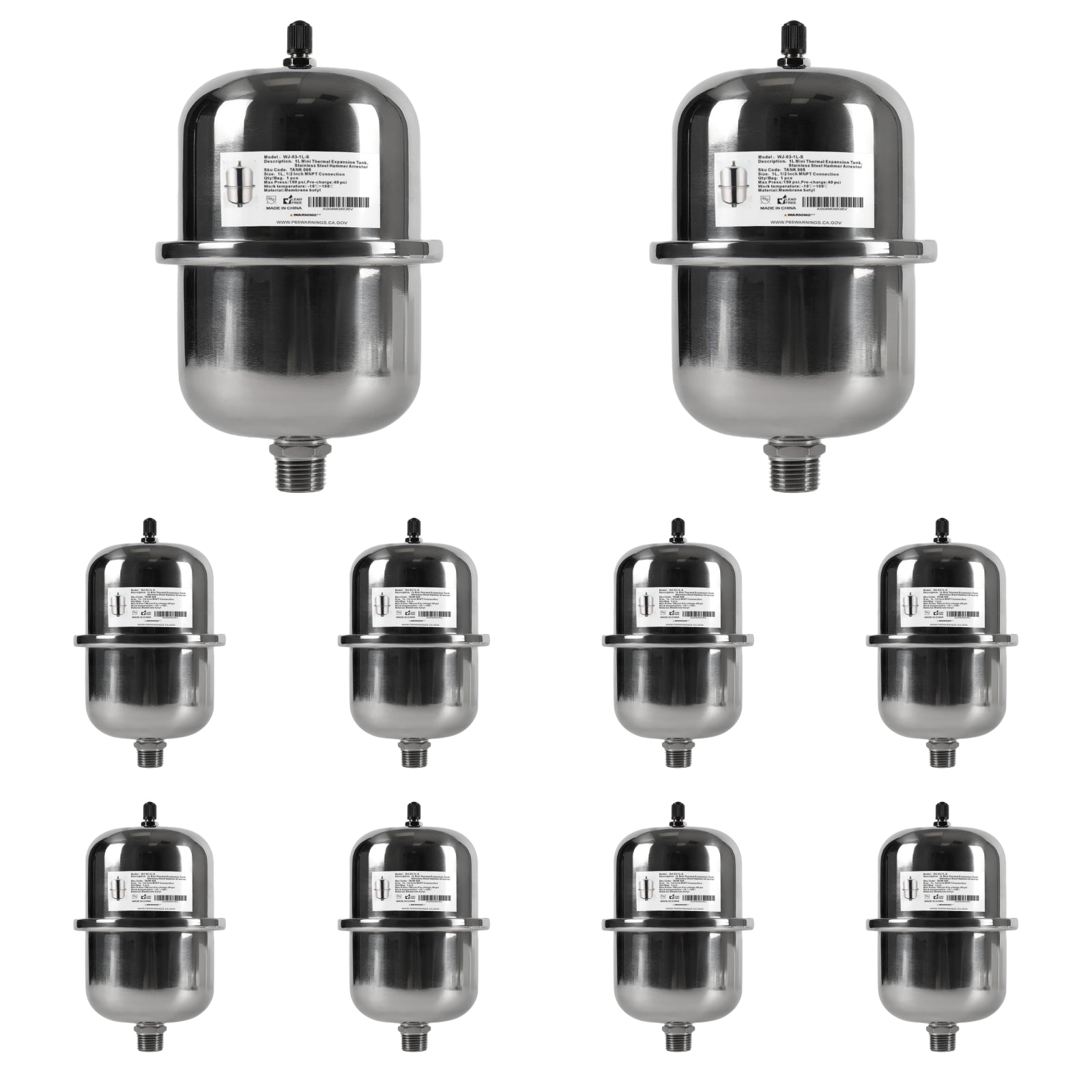 SS Expansion Tank for Tankless Water Heaters/Appliance - Pick Size to Add