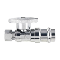 1/2" press 3/8" od compr. straight stop valve, 1/4 turn (lead free)