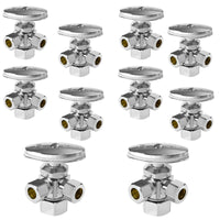 10-Pack 5/8" OD Compr. x 3/8" OD Compr. x 3/8" OD Compr. Dual Angle Stop Valve, Multi Turn (Lead Free)