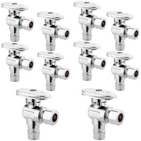10 Pcs 1/2" PEX Expansion x 3/8" OD Compr. Angle Stop Valve, 1/4 Turn (Lead Free)