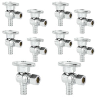 10 Pcs 1/2" PEX Crimp x 3/8" OD Compr. Angle Stop Valve, 1/4 Turn (Lead Free)