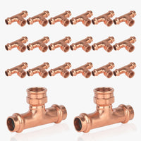 30 pcs 1" 1" 3/4" press press female thread copper tee (lead free)
