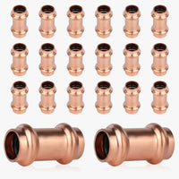 30 pcs 1" press copper coupling no stop (lead free)