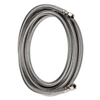 12ft ice maker hose, with 1/4" comp by 1/4" comp connection, stainless steel braided hose