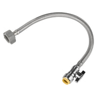 18" 1/2" push 7/8" bc toliet hose w/h straight stop valve, 1/4-turn