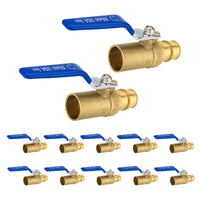 10-Pack 1/2" PEX Expansion X 1/2" Sweat Ball Valve, Blue (Lead Free)