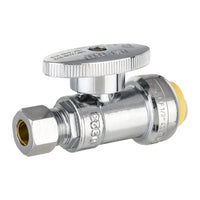 1/2" push connect 3/8" od push fit straight stop valve, 1/4 turn (lead free)