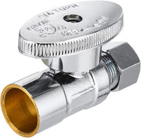 1/2" sweat 3/8" od compr. straight stop valve, 1/4 turn (lead free)