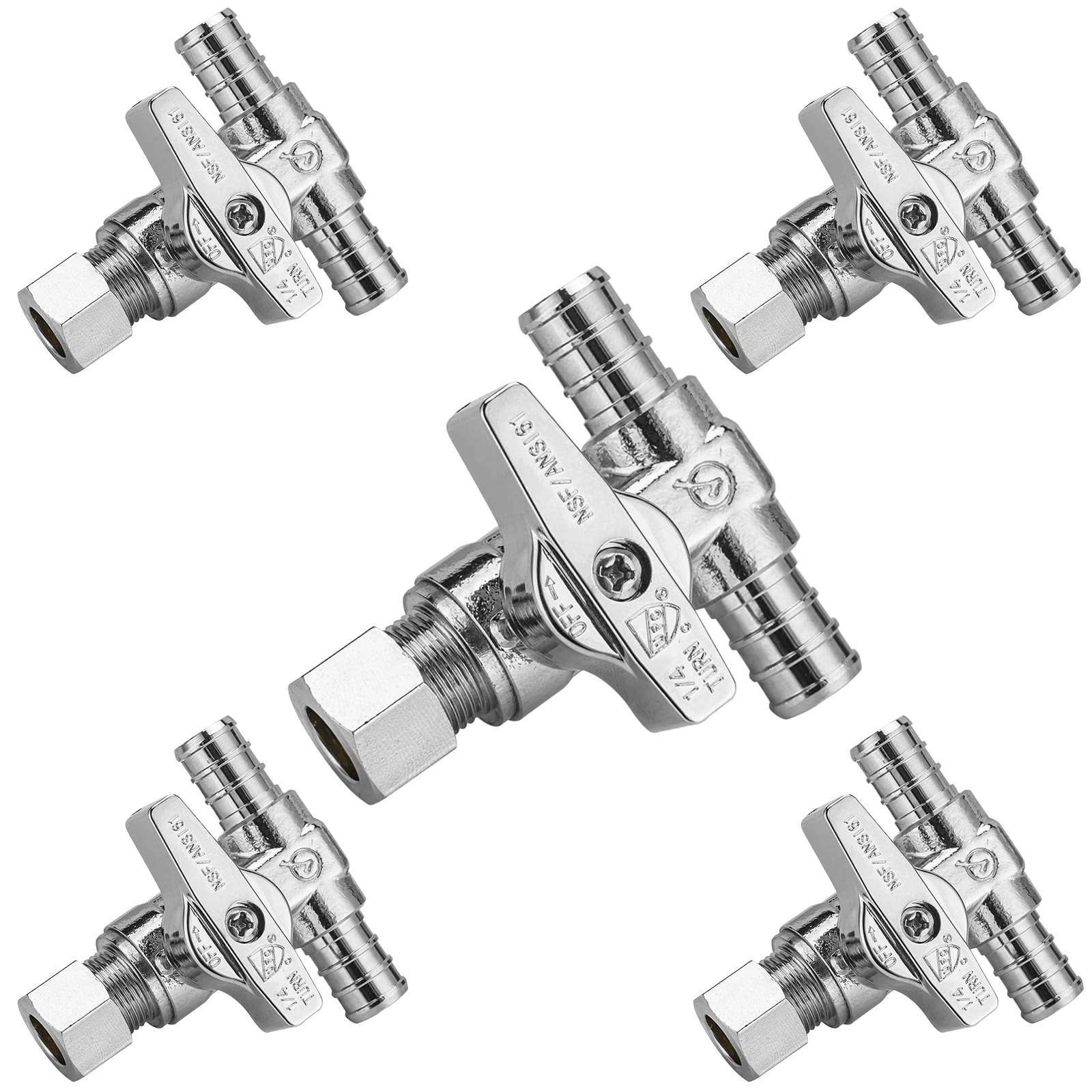 1 2 pex crimp x 1 2 pex crimp x 3 8 od compr valve lead free 13