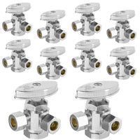 10 Pcs 1/2" FIP x 3/8" OD Compr. x 3/8" OD Compr. Dual Angle Stop Valve, Multi Turn (Lead Free)