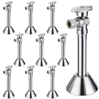 10 Pcs 1/2" Sweat x 3/8" OD Compr. Angle Stop Valve, w/5" Angle Extension, 1/4-Turn (Lead Free)