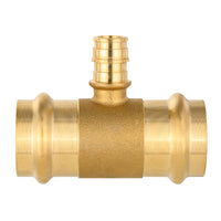3/4" 3/4" 1/2" press press pex expansion brass tee (lead free)