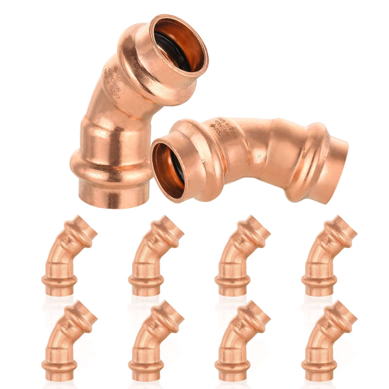 press copper 45 elbow lead free 14