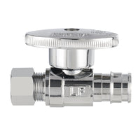 1/2" pex expansion 3/8" od compr. straight stop valve, 1/4 turn (lead free)