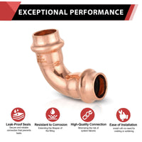 2" press copper 90° elbow (lead free) 15