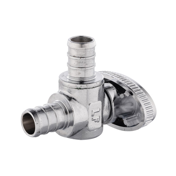 Vanne D'arrêt à Double Sortie Angle Droit EFIELD - 1/4 De Tour, Laiton, Pour Tuyaux Pex A - Connexions 1/2"×3/8"