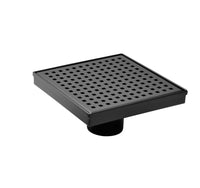 6" square shower drain, square hole pattern shower drain, matte black polished 304 stainless steel linear drain with levelingft & hair strainer