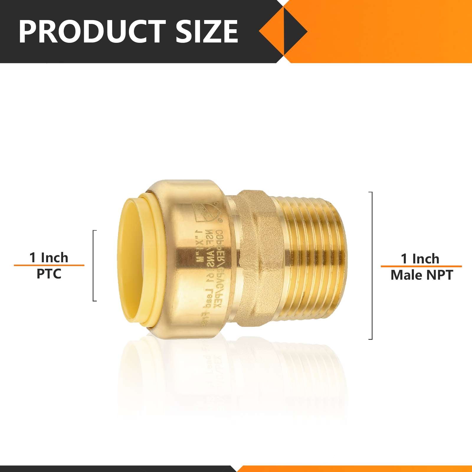 EFIELD 1" PEX X 3/4" Male NPT Threaded Adapter – Brass, Lead-Free (10 Pack) For Plumbing