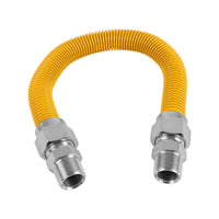 1/2" id (5/8" od) coated stainless steel gas connector w/ 1/2" mip fittings (36" length)