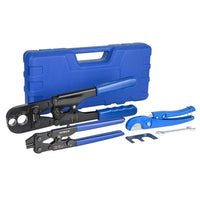 1/2" & 3/4" pex crimping tool with copper ring decrimper, cutter