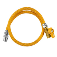 1/2" od 1/2" mip x 1/2" fip ball valve coated stainless steel gas connector (36" length)
